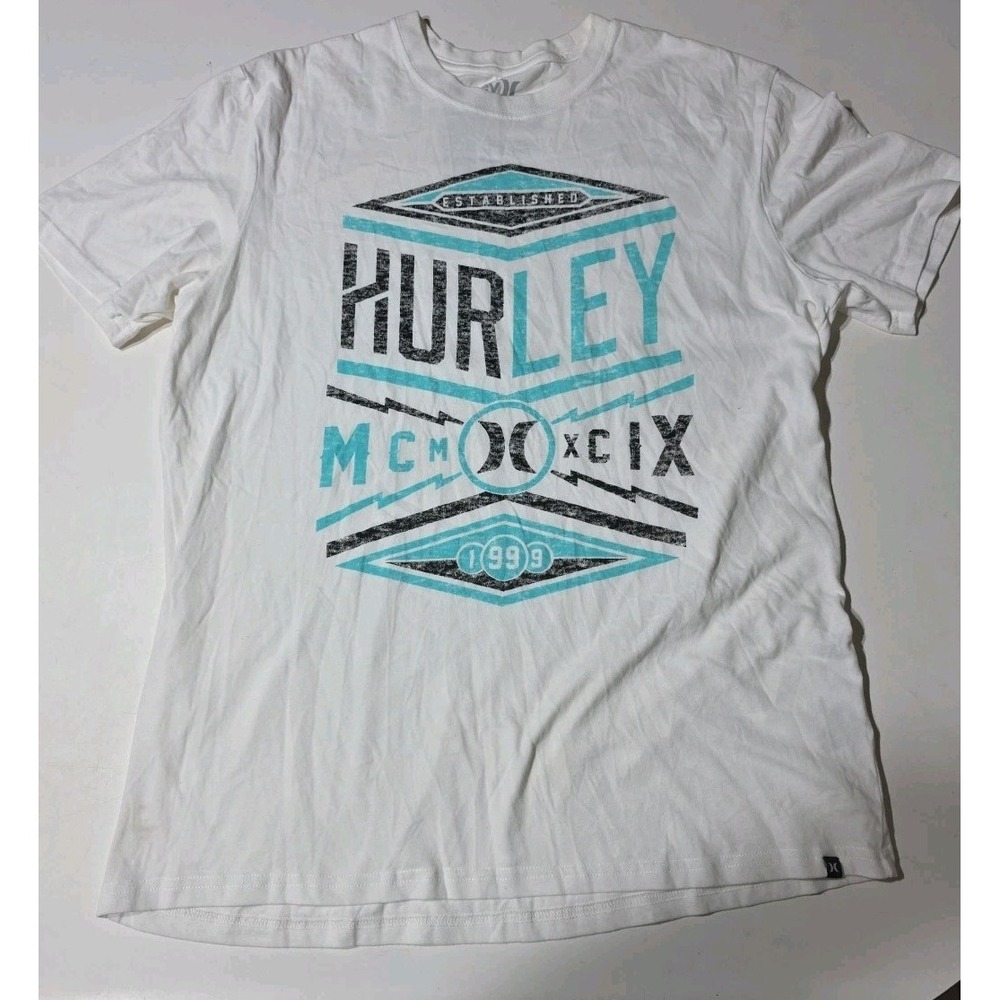 Hurley Shirt Mens Size Large White Graphic Y2K Punk Grunge Urban Nike Dri-Fit